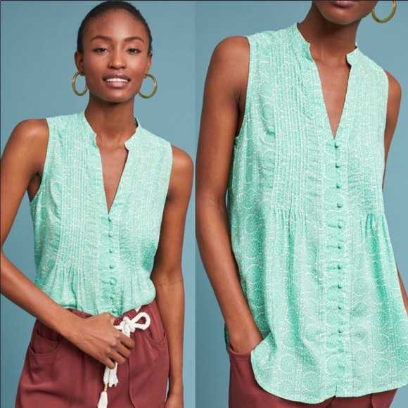 Anthropologie Tops - ANTHROPOLOGIE Maeve Green Sleeveless Tank
